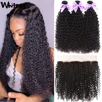 kinky curly bundles with closure malaysia 34 curly bundles with lace frontal remy human hair extensions hd transparent lace wig