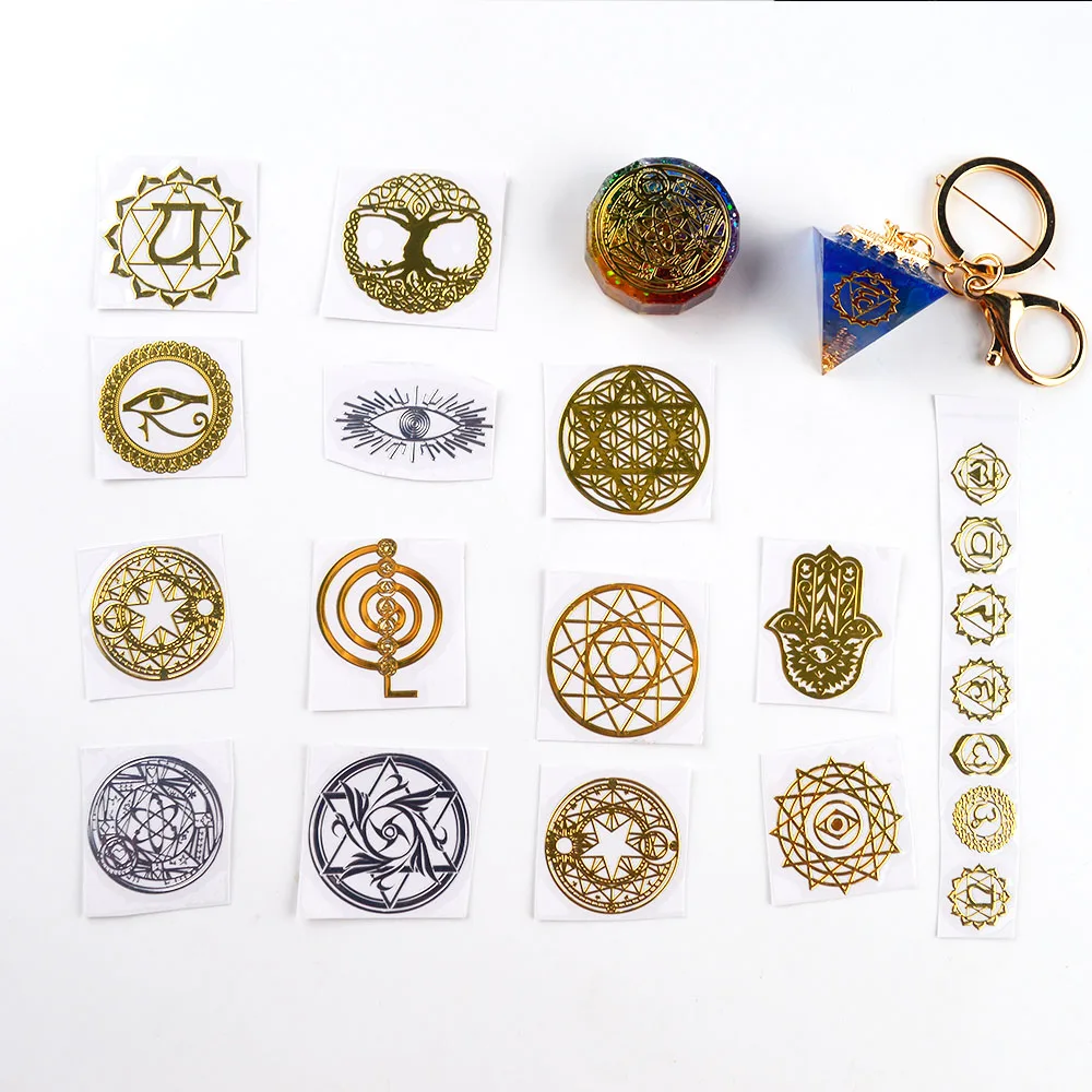 40pcs Energy Orgonite Sticker Chakra Epoxy Resin Jewelry Flower of Life Energy Tower Materials Metal Energy copper1