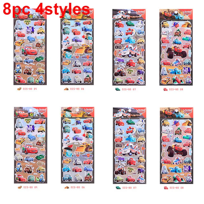 DIS-BD2- 8pcs 4style Disney Classic toy PVC new 3D Lightning McQueen car mobilization kindergarten reward stickers removable stickers murals Toys - Цвет: DIS-BD2- 8pcs 4style