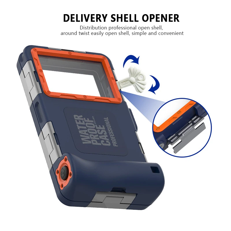 For iPhone Samsung Xiaomi Huawei Universal Blue Orange Color Professional Diving Mobile Phone Case 15M Waterproof Depth Cover