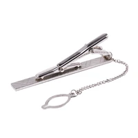 mens plain silver chrome stainless steel 6cm standard tie clip clasp bars pins