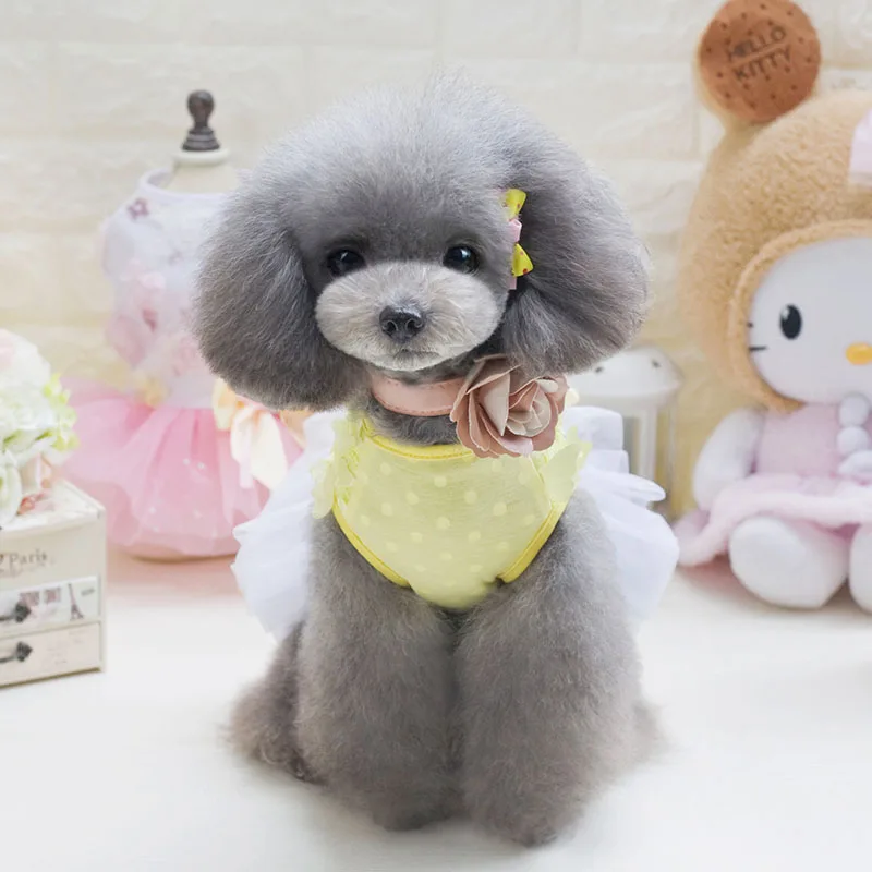 Весенне летнее платье для домашнего питомца с бабочками однотонные платья собак