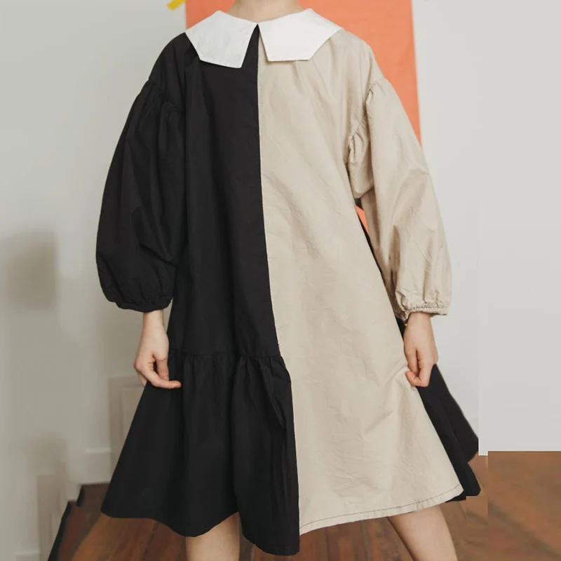 Асимметричное платье с оборками для девочек Летнее принцессы пышными рукавами