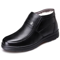 winter men genuine leather boots high quality plush male warm snow boots oxfords men shoes winter shoes men