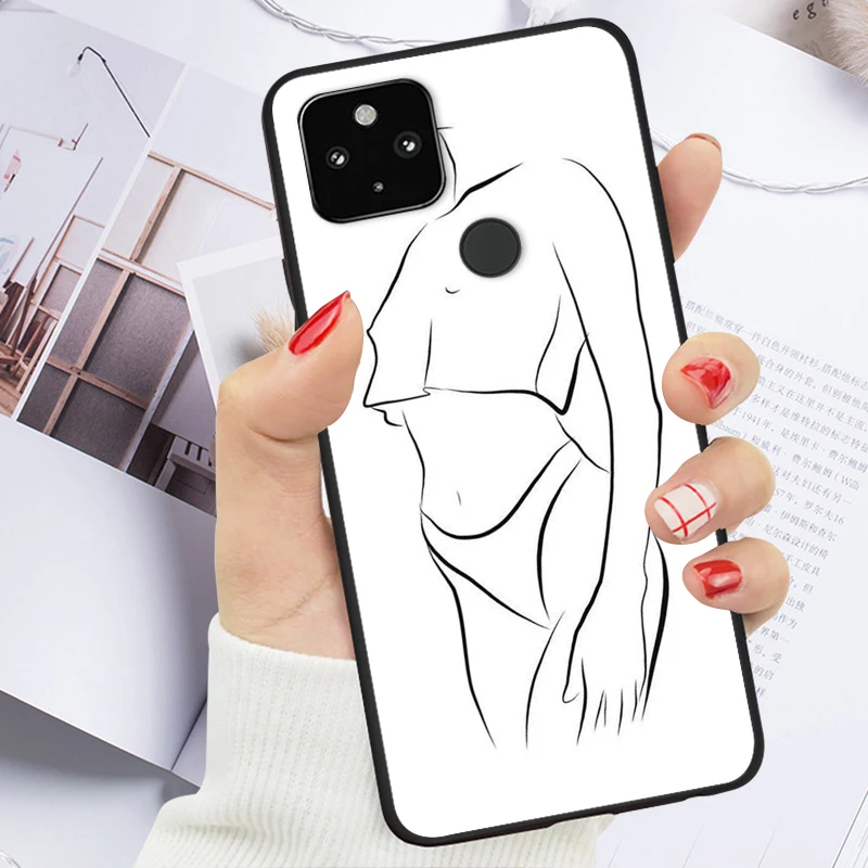 

Abstract Art Line Face Shockproof Cover for Google Pixel 5 4 4A XL 5G Black Phone Case Shell Soft Fundas Coque Capa