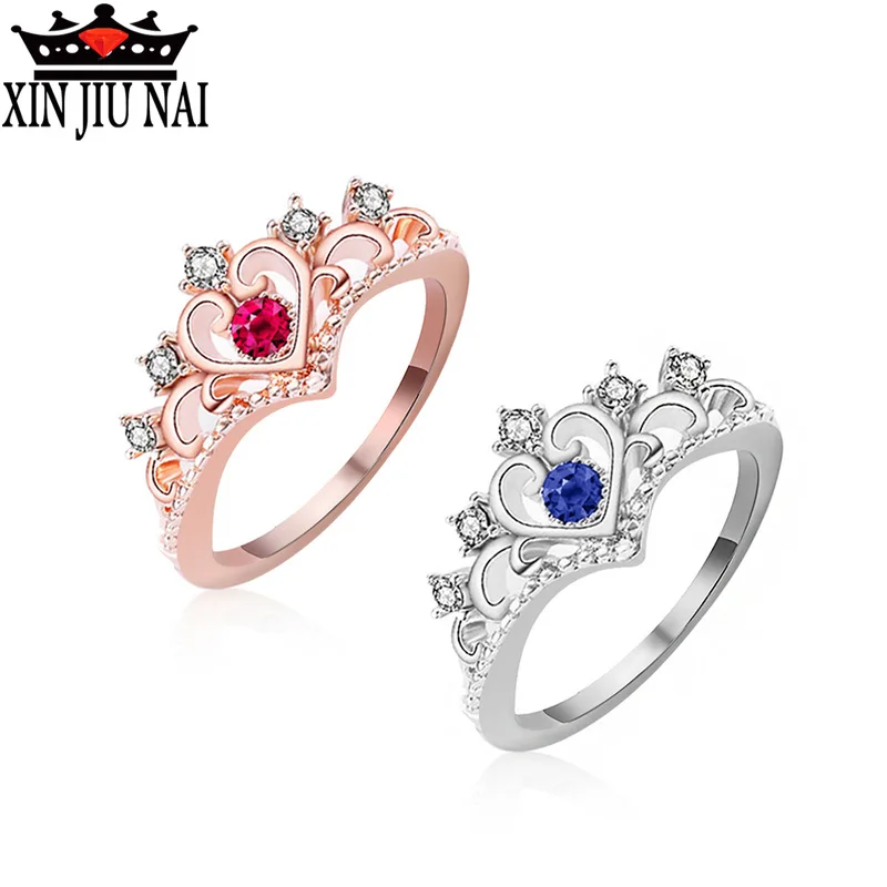 Женский серебряный синий розовый золотой красный AAA кубический цирконий корона в