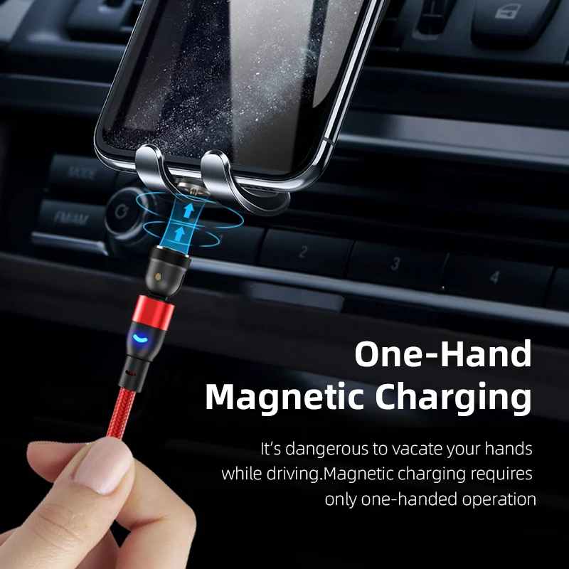 540 Degree Rotate Magnetic USB Cable For iPhone Charger Type C USB C Cable For Xiaomi Magnet Charge Micro USB Extension Cable