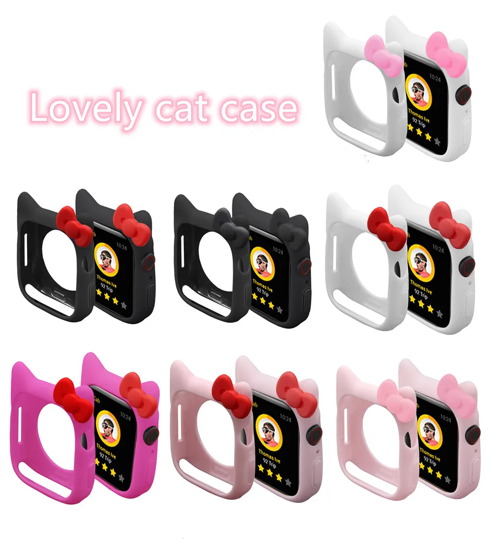 Комплект TY CAT Чехол для часов Apple Watch 6/4/5/3/2/1 40 мм 44 милый защитный силиконовый чехол