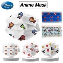50Pcs Disney Marvel Spider Mickey Child Face Mask Cloth Kids Mask 3 Layer Fabric Cartoon Masks Fashion Face Mouth Shield Mask