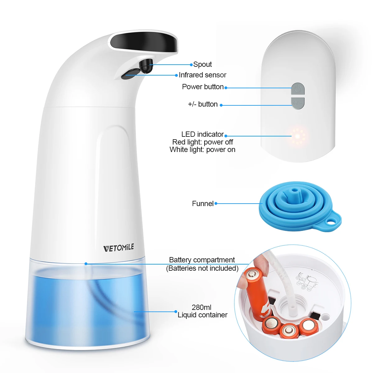 Автоматический дозатор мыла Пенящийся 280 мл бесконтактный датчик