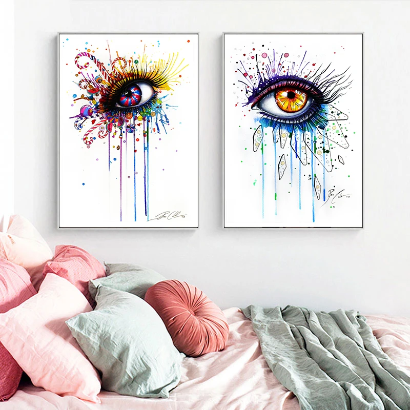 Abstract Watercolor Eyes Canvas Painting Wall Art Poster and Prints Modern Pictures Cuadros for Living Room Decoration | Дом и сад