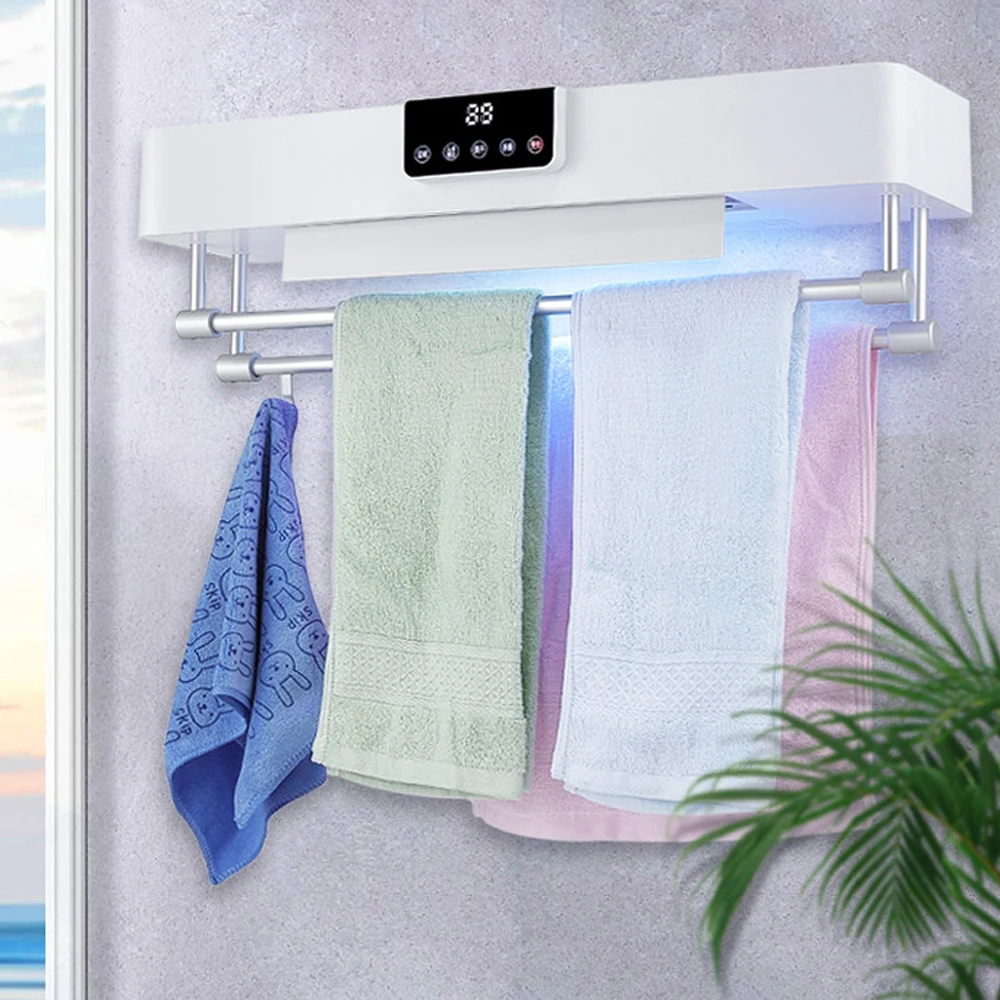

UV Sterilization Intelligent Electric Heating Timing Towel Rack Wall Mounted Towel Warmer Rail Hanger Hook for bathroom