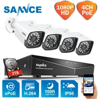 sannce 4ch 1080p xpoe network video security system 4pcs 2mp ip66 outdoor security ip camera video surveillance system cctv kit