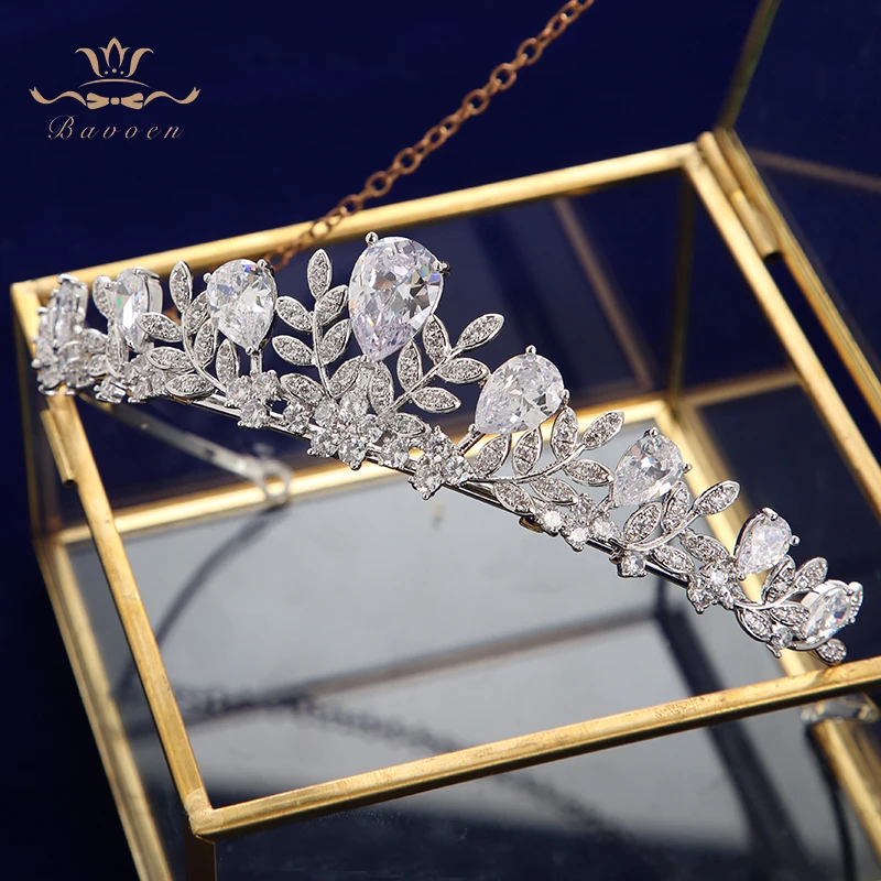Bavoen Элегантные Позолоченные кристаллы для невесты короны Головные уборы из
