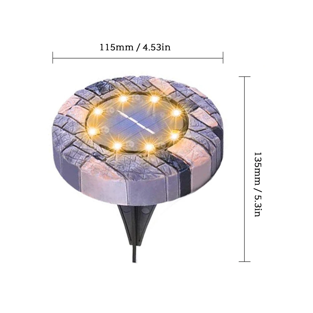 

1pcs Solar Powered Ground Lights 8LED Garden Deck Lamp Outdoor IP65 Waterproof Landscape Light for Lawn Pathway Yard Garden