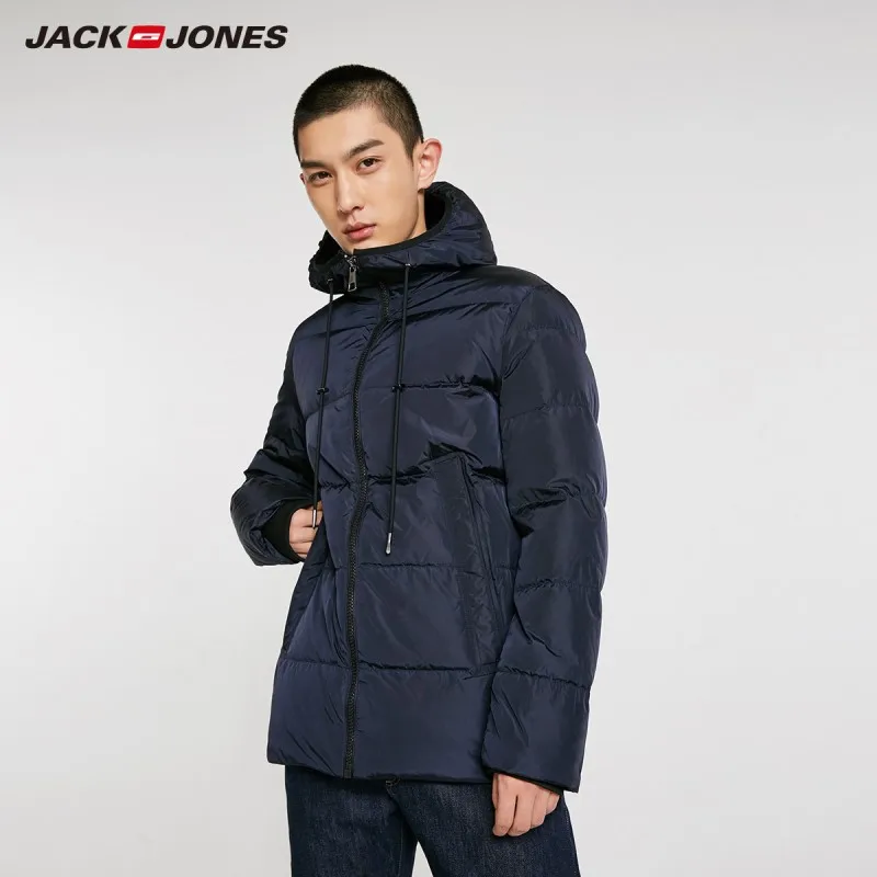 JackJones мужской модный Повседневный пуховик с капюшоном короткая парка пальто мужская одежда 218412509