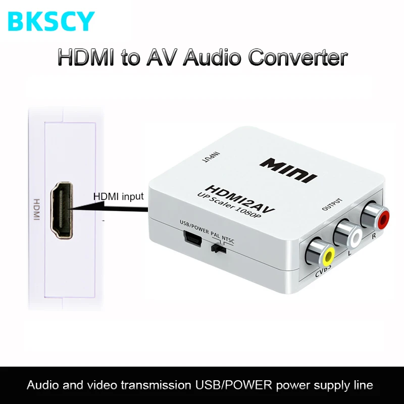 BKSCY HDMI в AV адаптер 1080P видео конвертер HDMI2AV коробка поддержка NTSC PAL выход
