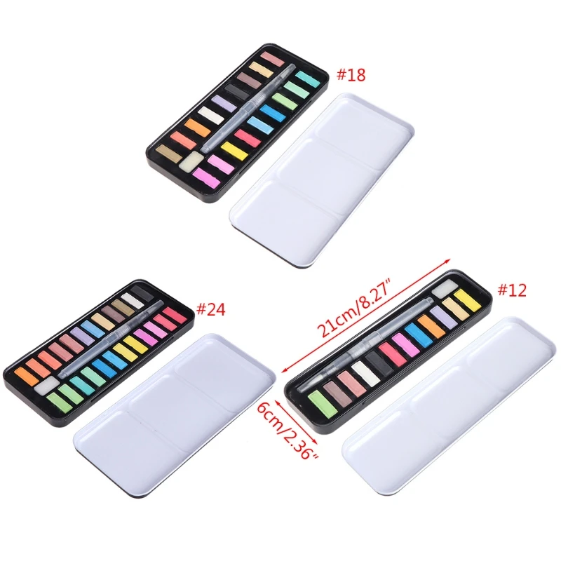 

12/18/24 Solid Watercolor Paint Set Portable Drawing Brush Art Painting Supplies
