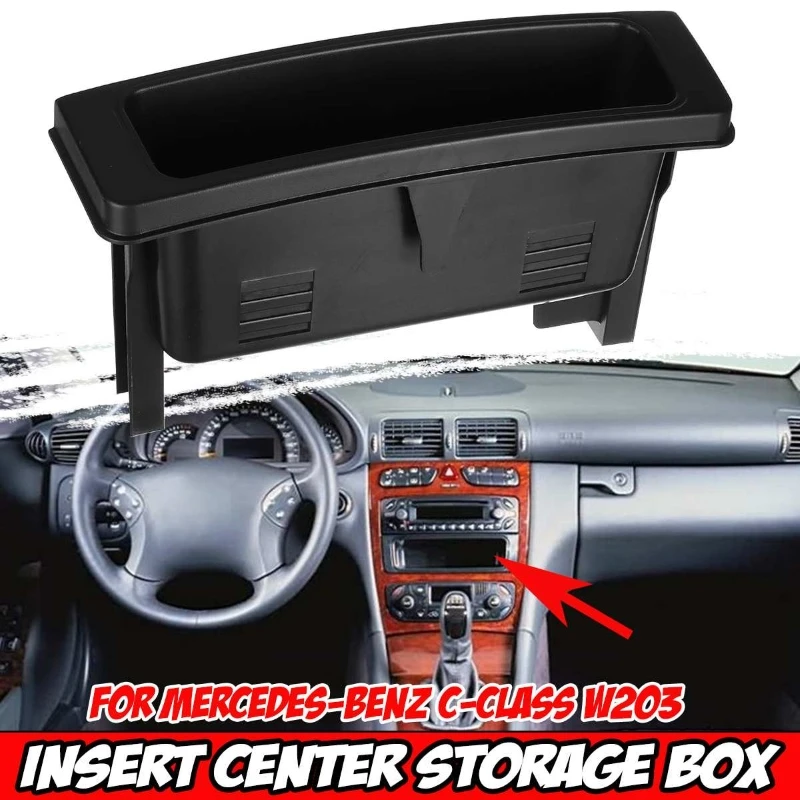 

Stowing Tidying For Mercedes Benz C-Class W203 ABS Black Car Front Centre Insert Console Storage Box Cover Trim 2036830291