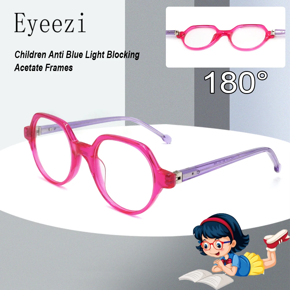 

Eyeezi 180° Kids Acetate Eyeglasses Anti Blue Light Blocking Frames For Kids Computer Optical Frame Children Anti-fatigue