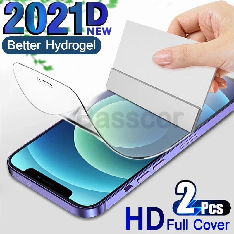 

2PCS 4K HD Screen Protector on the For iPhone 11 12 13 Pro Max Mini XR Hydrogel Film For XS Max XR X 7 8 6 Plus SE 2020 Not Glas