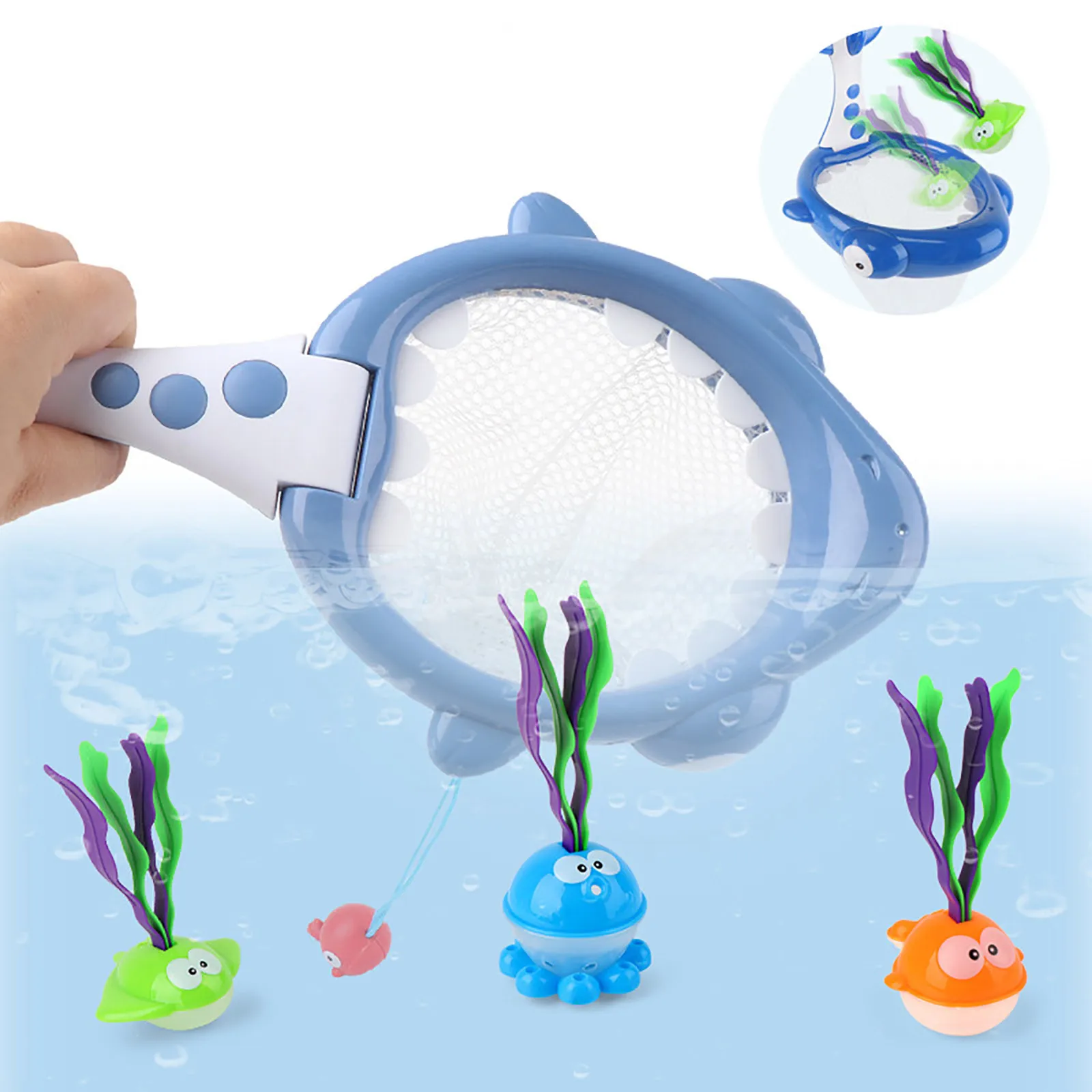 

Baby Bath Toys Fishing Floating Animals Squirts Bath Toy Baby Bathtubs Sharks Fish Net Game Swimming Pool For Kids bad speelgoed