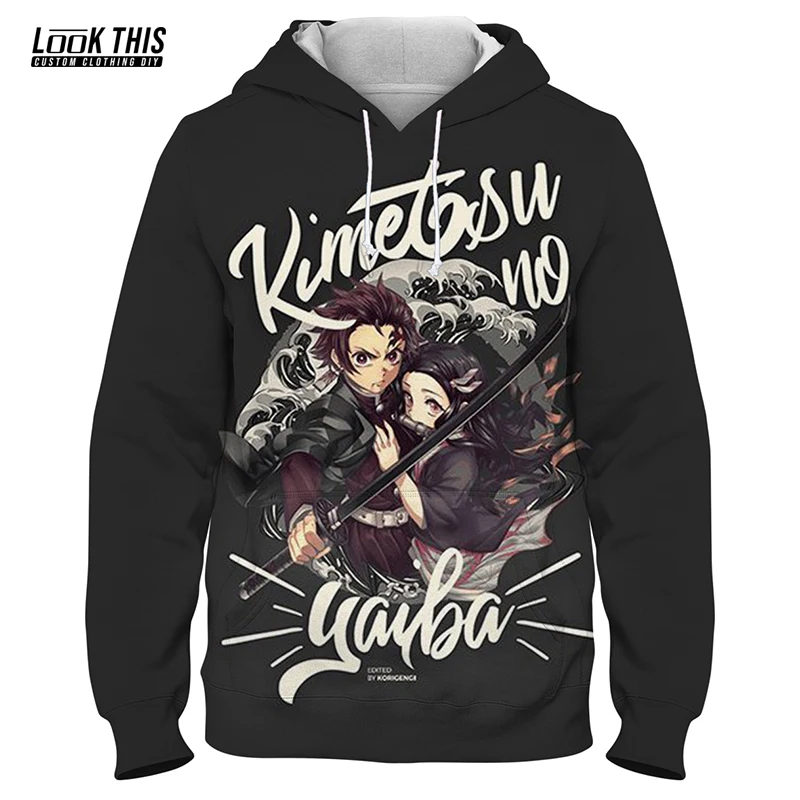 

Demon Slayer 3D Women's Oversized Hoodies Anime Unisex Long Sleeve Casual Pullover Sweatshirt Cartoon Hat Clothing Streetwear