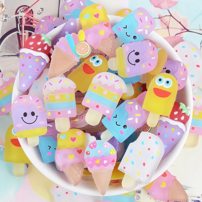 20 шт Цвет мороженого падение клей акрил аксессуары для ванной комнаты Набор Еда