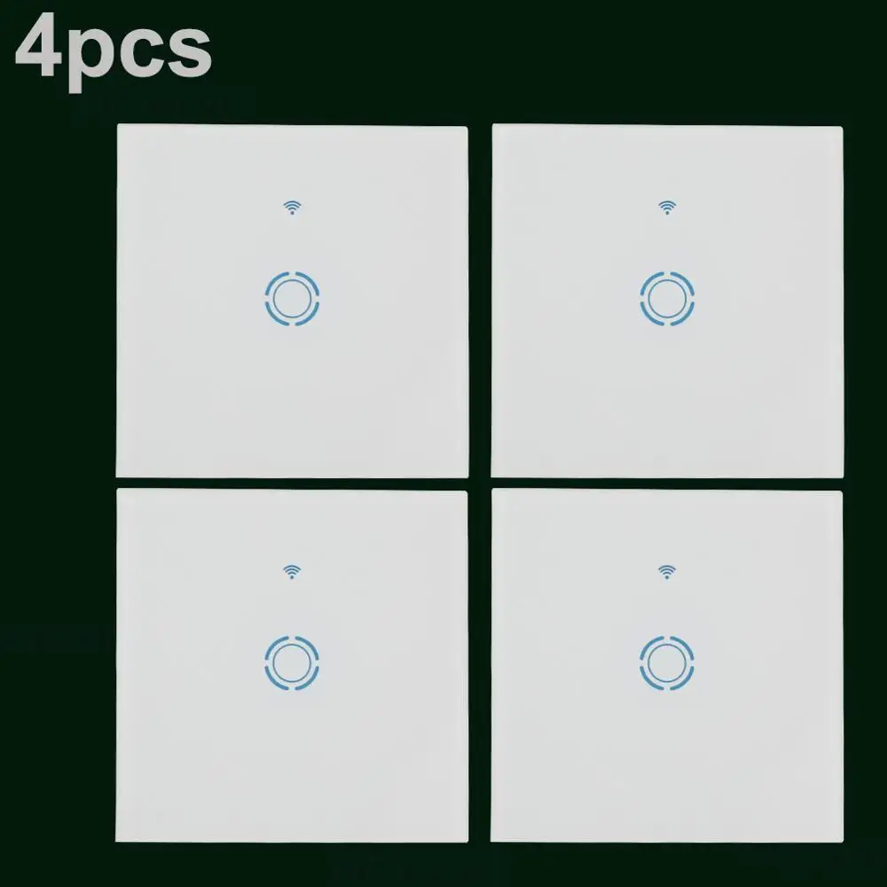 4PCS EU 1 gang Умный светильник, сенсорный выключатель, ЕС, Великобритания, Wi-Fi разъем, беспроводная настенная розетка, пульт дистанционного управления, приложение Tuya Alexa Google Home Assistant IFTTT - Цвет: 4PCS EU 1 gang