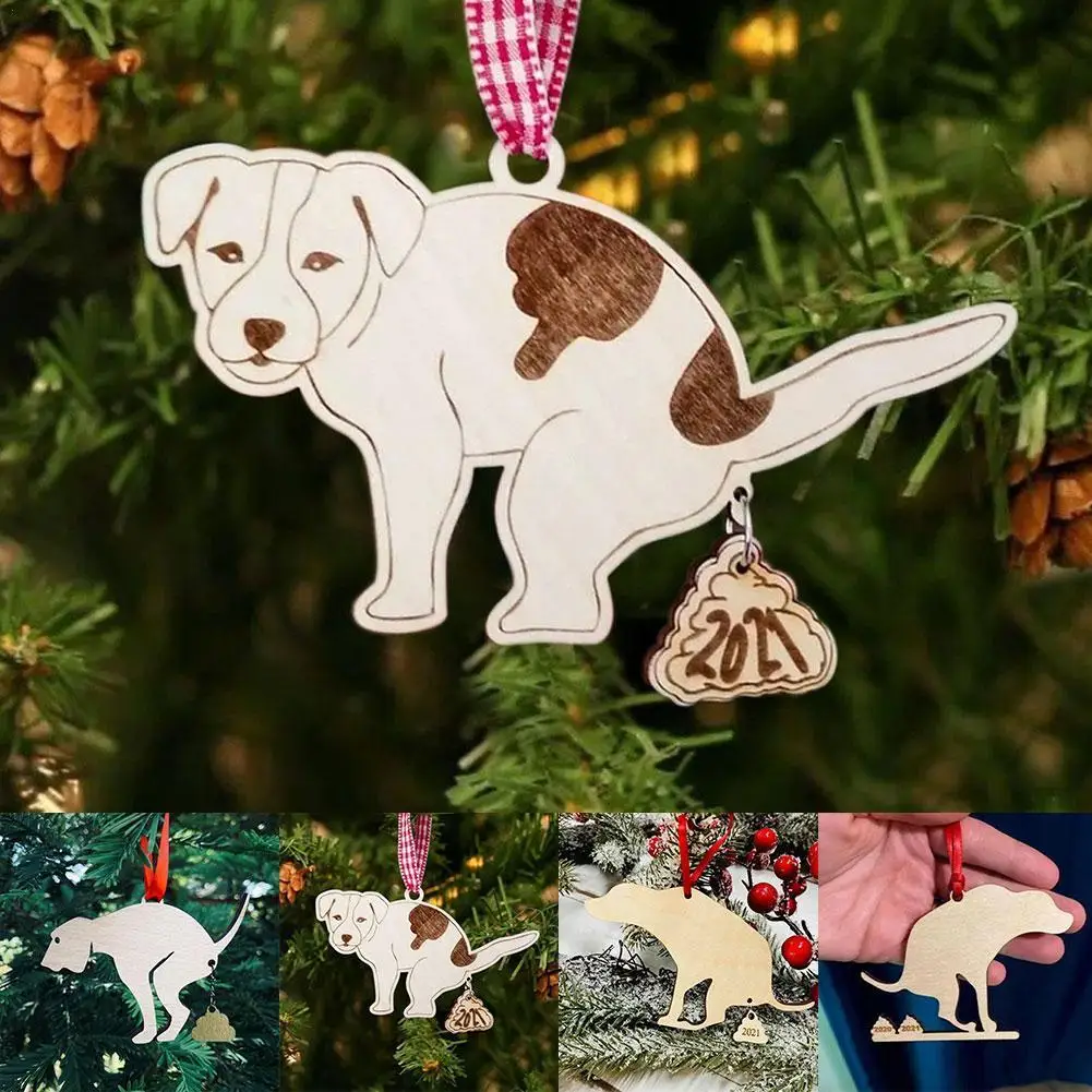 

2022 Good Luck New Year Shit Puppy Ornaments Christmas Tree Ornaments Animal Modeling Pendant Christmas Decor
