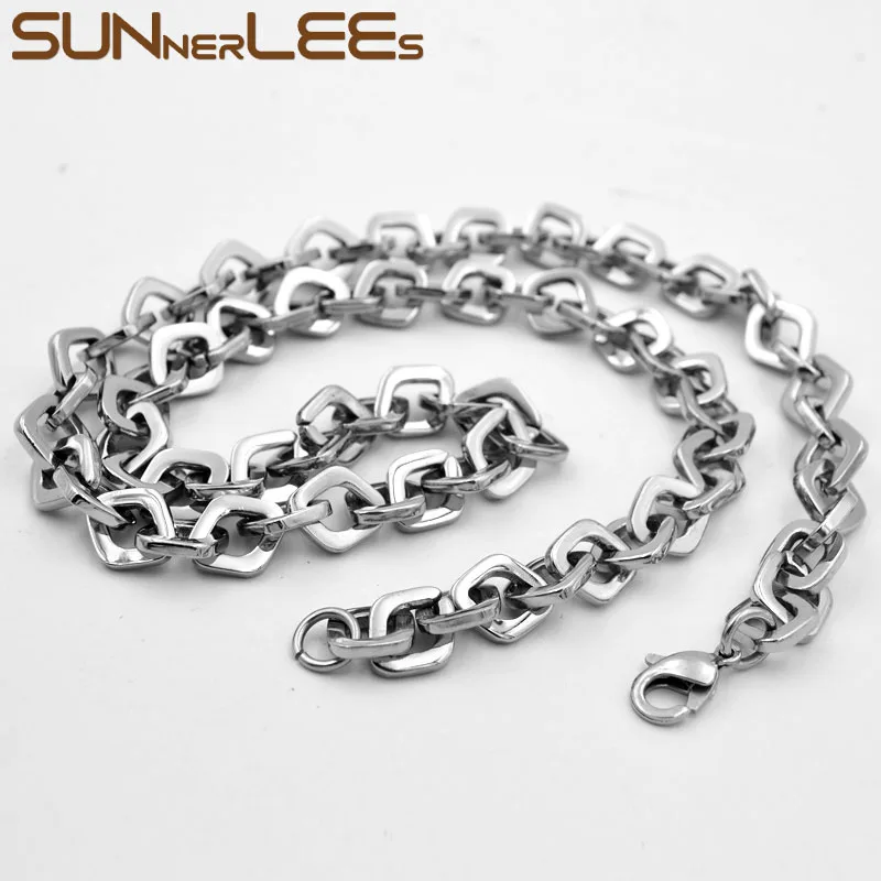 Цепочка SUNNERLEES из нержавеющей стали 316L ожерелье 9 мм с геометрическими звеньями