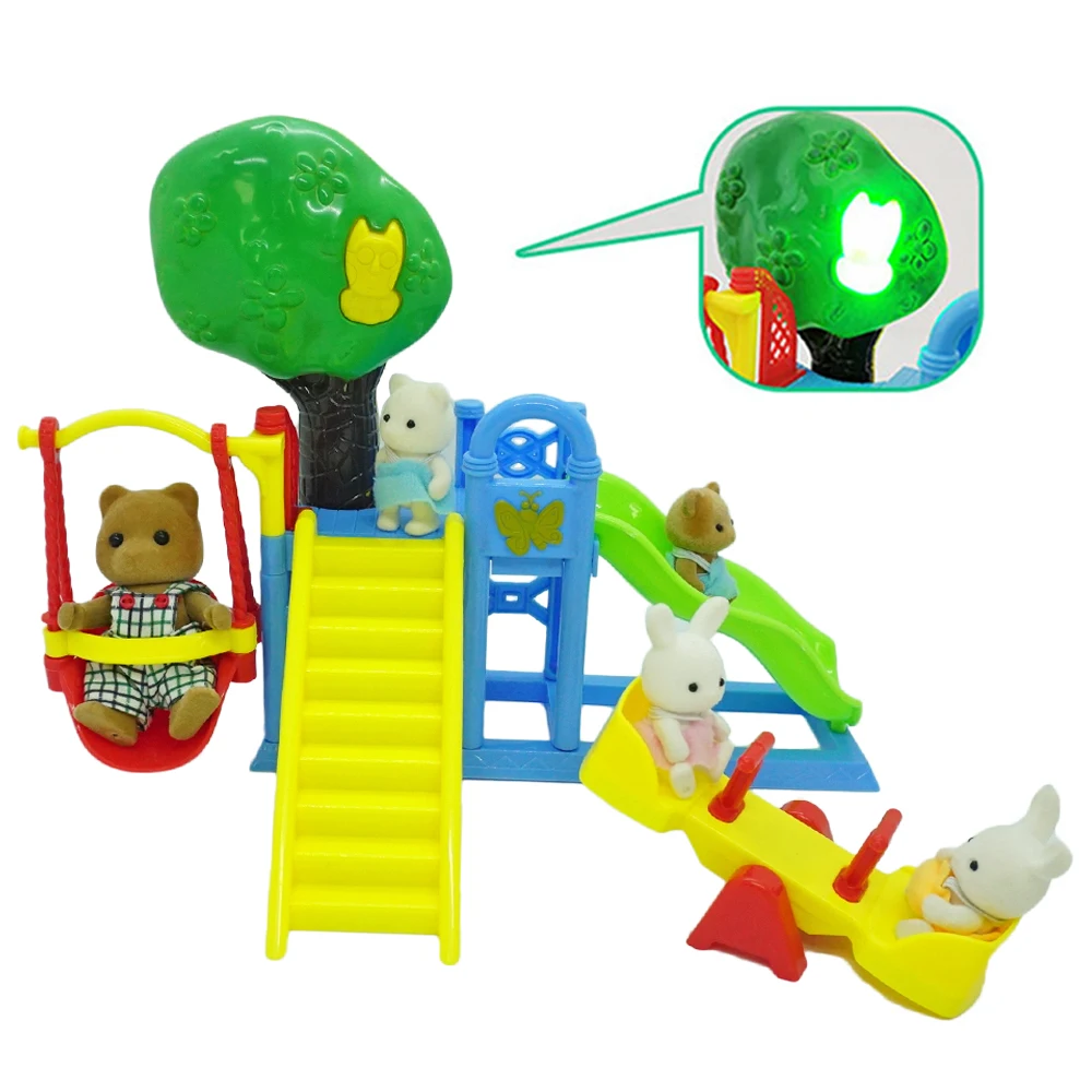 Семейная игровая площадка Forest 1:12 коричневый медведь кролик панда кукольный