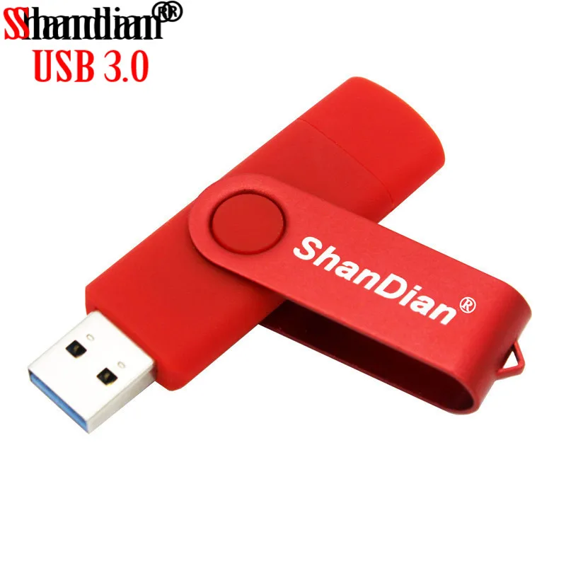 SHANDIAN бизнес пластик 2 в одном OTG USB флэш накопитель портативный 4 ГБ 8 16 32 64 Гб карта
