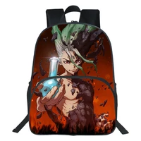 anime dr stone backpack boy girl bags men high capacity knapsack fashion student school bag double layer cartoon rucksack