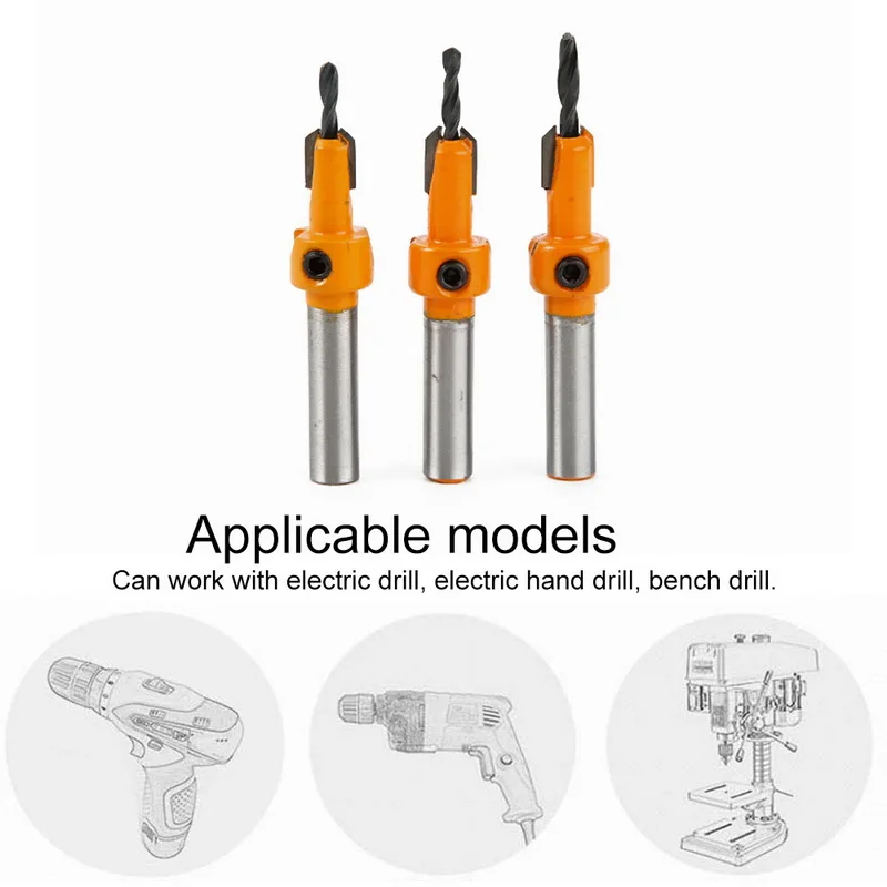 

1pcs 8mm Shank HSS Woodworking Countersink Router Bit Set Screw Extractor Remon Demolition for Wood Milling