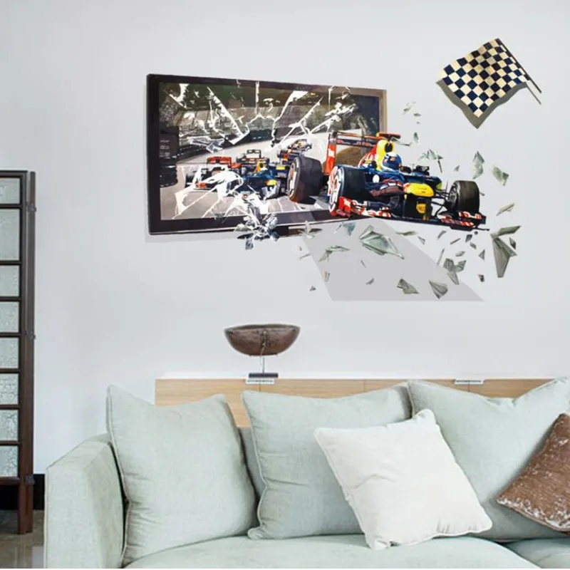 Художественная роспись своими руками Съемная Настенная Наклейка гонки из