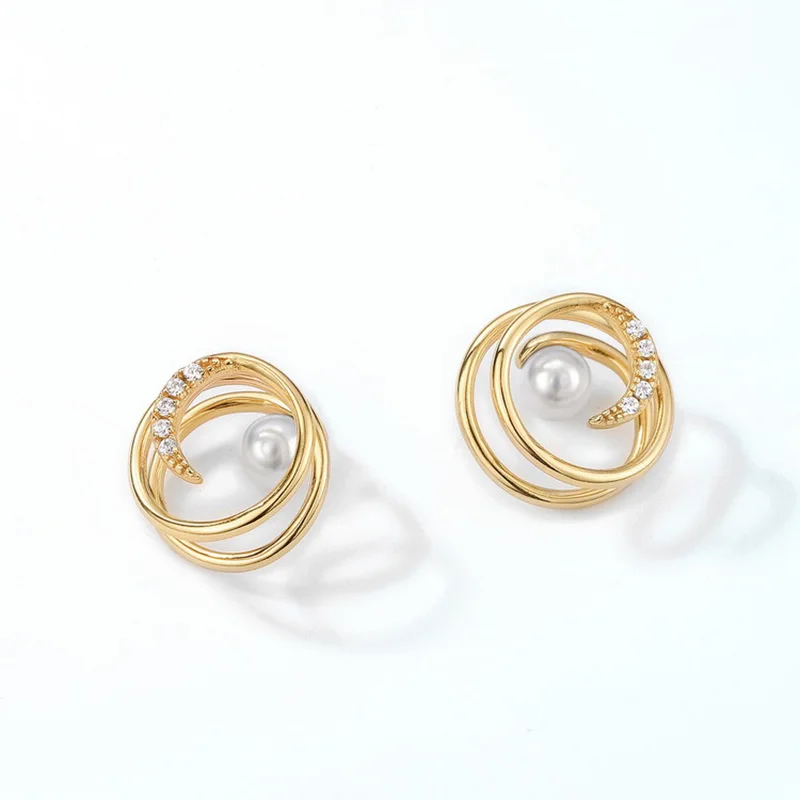 

S925 sterling silver retro simple style pearl earrings female temperament all-match spiral ear clip