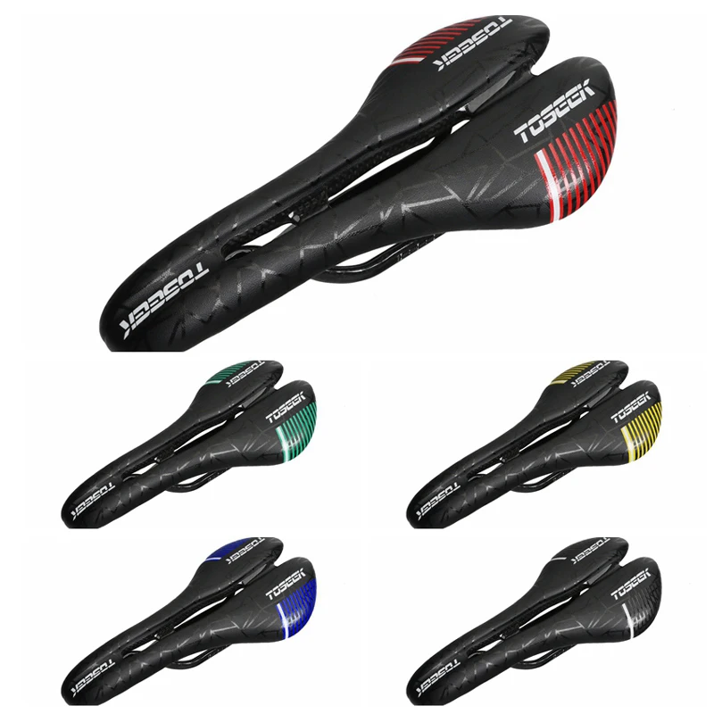 

Toseek Bike Saddles Carbon Fiber + Leather Saddle Bicycle MTB Mountain Road Comfortable Front Seat Cushion Bike Parts Black