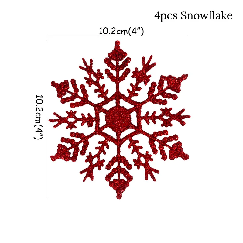 4pcs Snowflake 4/30 шт. белый Пластик поддельные Снежинка Подвески для рождественской вечеринки Подвески год Рождественская елка украшения вечерние украшения для носа - Цвет: 4pcs Snowflake