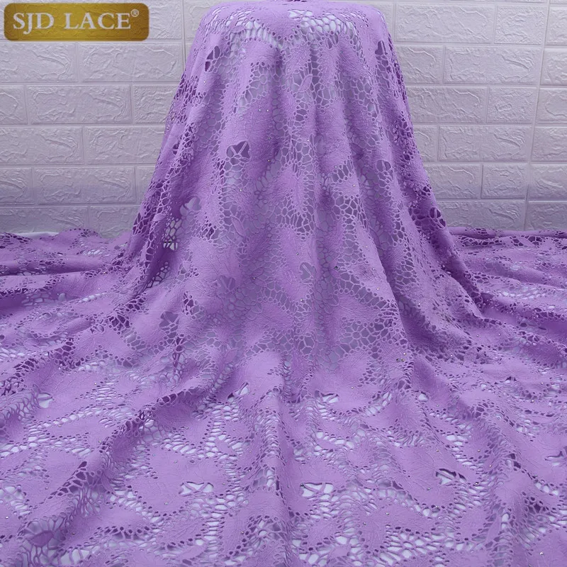 New Light Purple African Lace Fabric Water Soluble Guipure French Lace Fabric High Quality Nigerian Lace Fabric For WeddingA1668