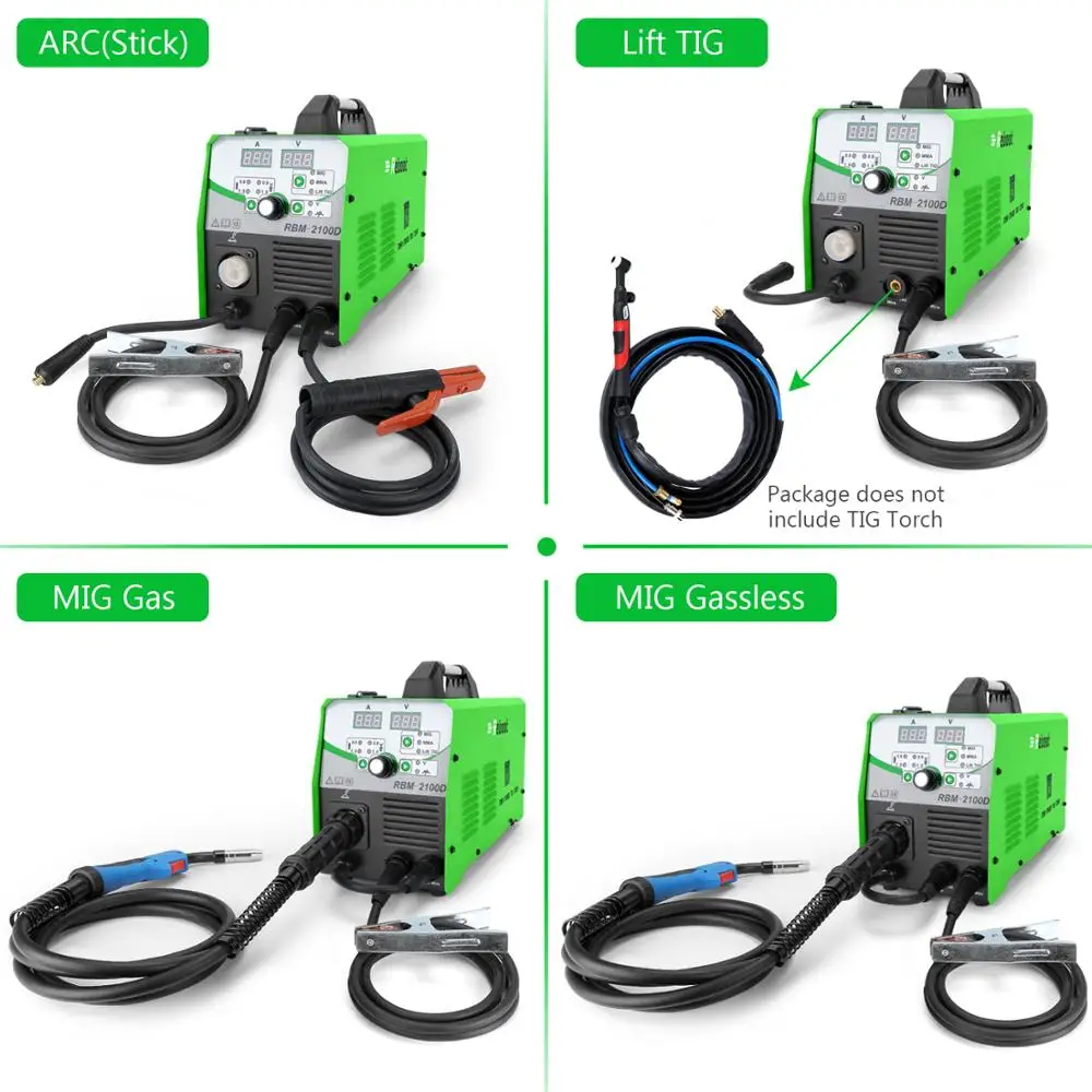 

220V Mig Welder MIG210 MIG/Stick/Lift TIG Welder 4 in 1 Gas & Gasless Flux Core /Solid Wire MIG Inverter Welding Machine
