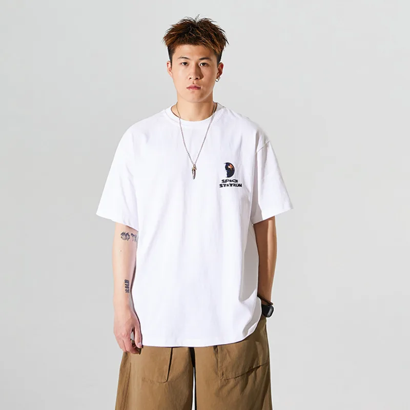 

Pioneer Camp 2021 New Astronaut Print T-shirt Men Women Summer 100% Cotton Hip Hop Oversize Black White Men's Thirts