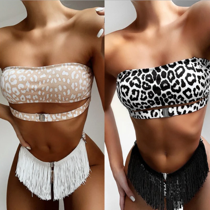 Новинка 2020 модный сексуальный купальник бикини с леопардовыми кисточками
