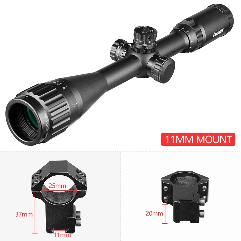 LEAPERS 4-16X40 Riflescope тактический оптический прицел красный зеленый и синий точечный прицел с подсветкой для охоты - Цвет: 11mm