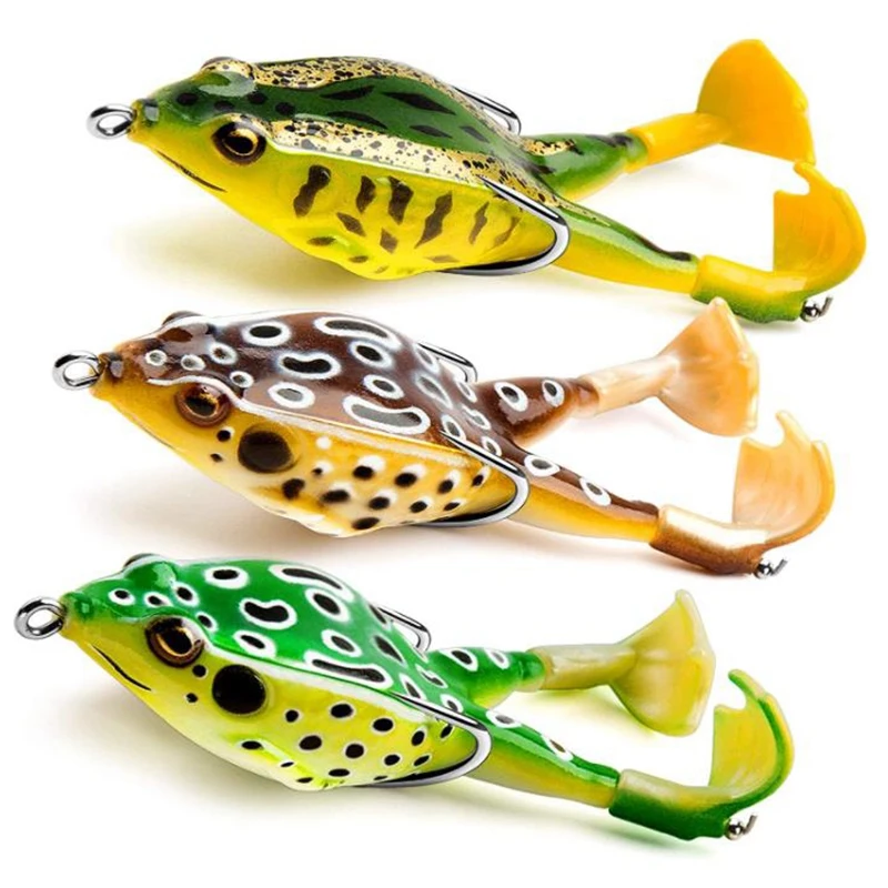 

3 Pcs Frog Bait,Bass/Trout Fishing Bait Set Realistic Frog Soft Swimming Bait with Weedless Hook for Freshwater&Seawater