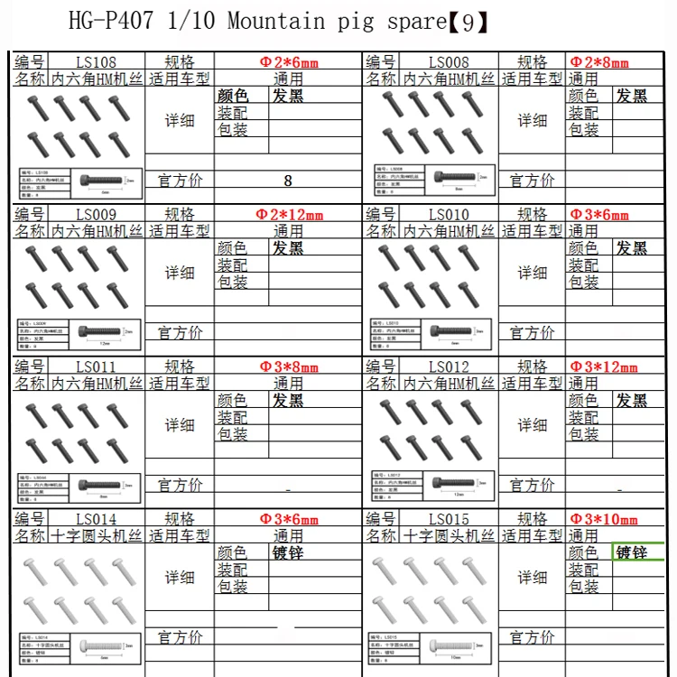 HG P407 HG-P407 1/10 запасные части для радиоуправляемых автомобилей Полный