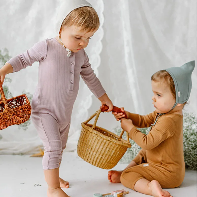 

0-24M Newborn Kid Baby Boys Girls Clothes Autumn Winter Romper Long Sleeve Cotton Jumpsuit Casual Plain Stretch Outfit