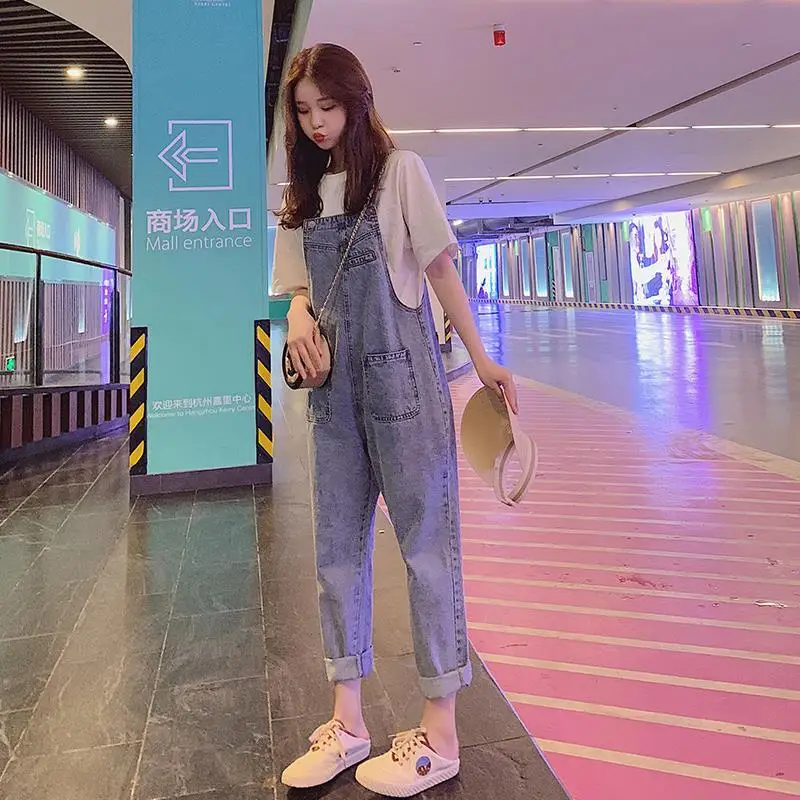 

Woman Jeans Pants Denim Suspender Pants Women's Autumn Clothing Loose Jeans Pantalones Vaqueros Mujer