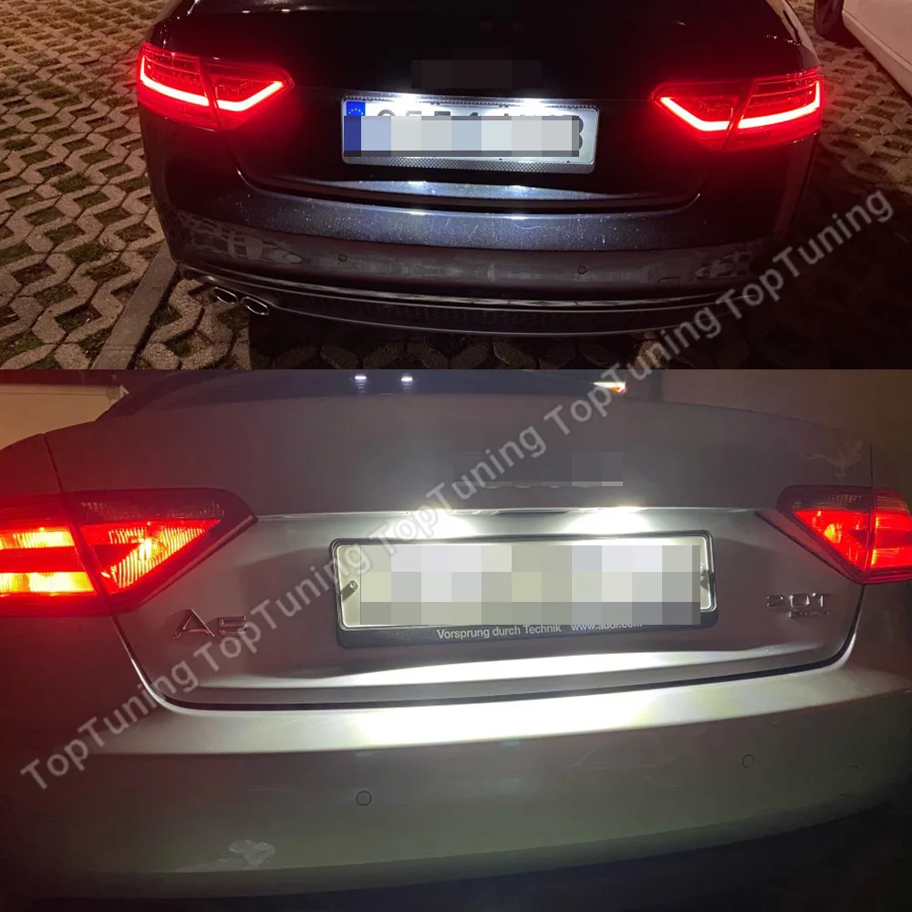 

2PCS For Audi A4 A5 S5 Q5 TT Roadster TTS A1 A4 A7 RS5 TTRS A6 C7 2D Canbus Led License Plate Lights Number Plate Lamps