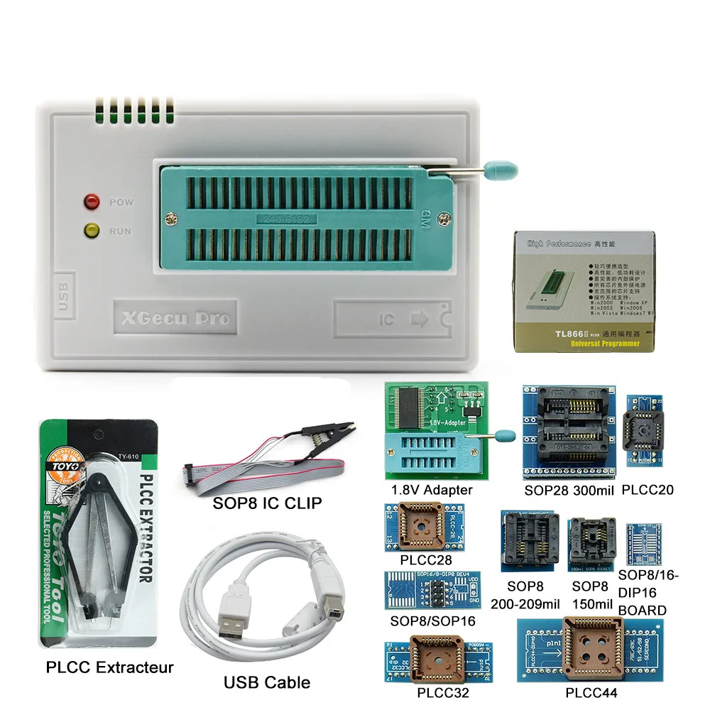 Программатор minipro V11.9 TL866II Plus с полными адаптерами программатор ECU лучше чем